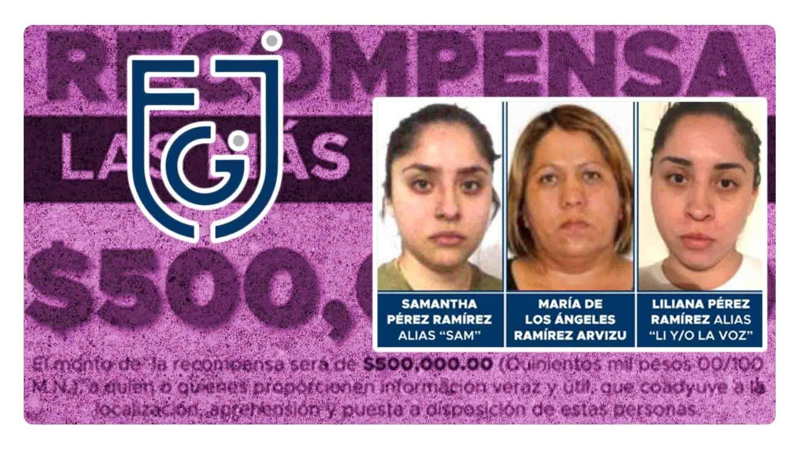 Fiscalía de CDMX ofrece recompensa por presuntas líderes del Cártel de Tláhuac