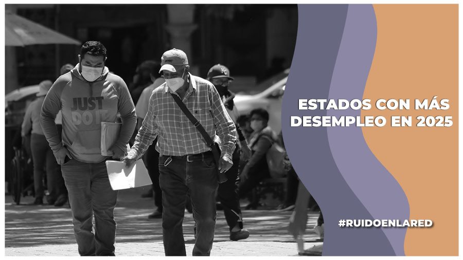 Estados con más población desempleada en el segundo trimestre de 2025