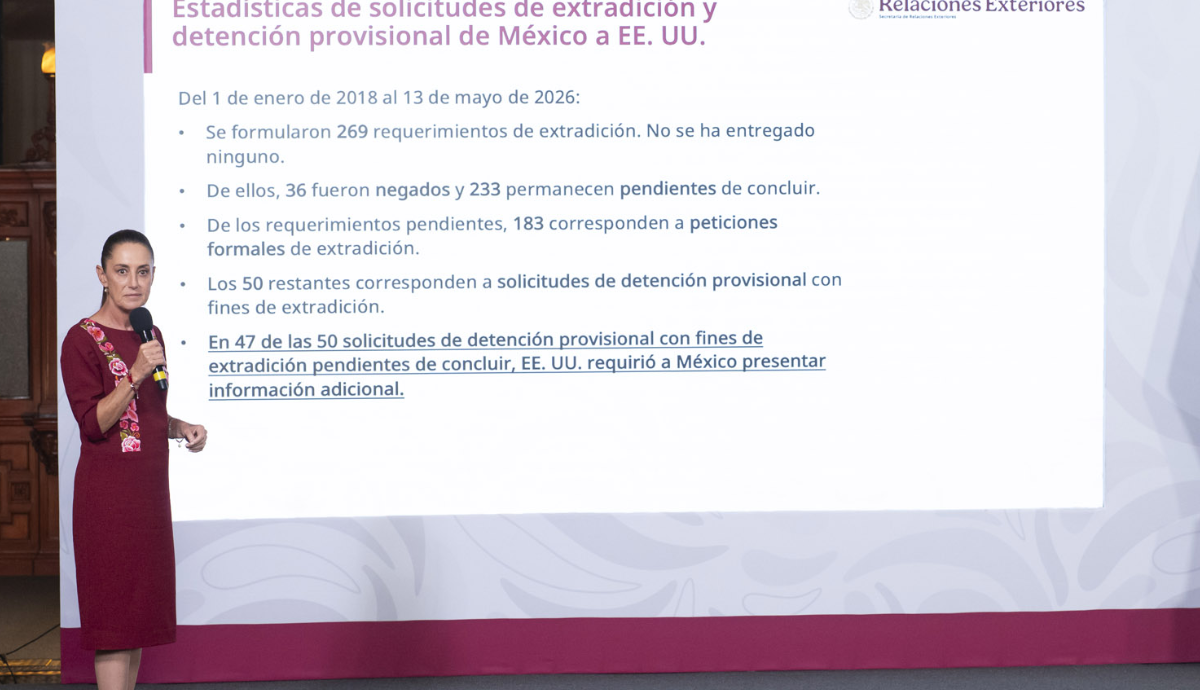 SRE: de EU, ninguna extradición; Sheinbaum pide reciprocidad