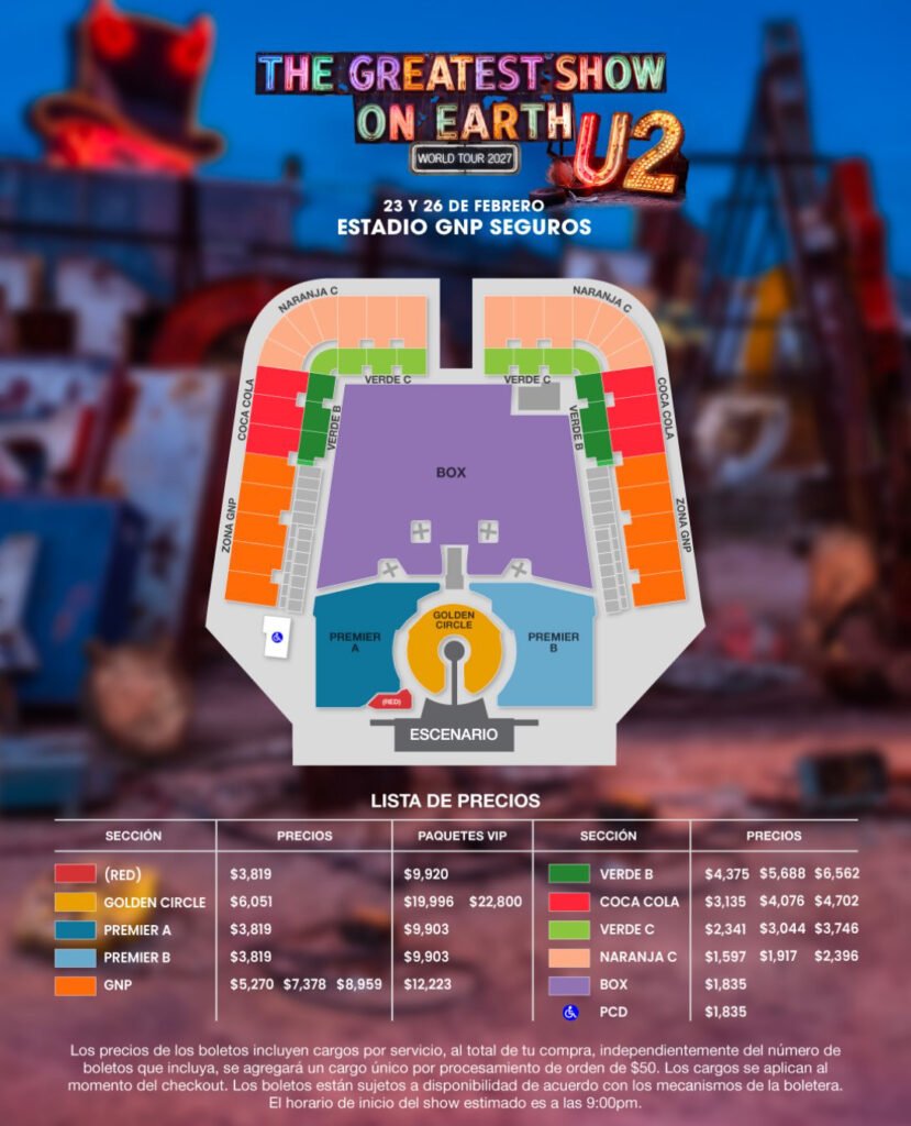 U2 preventa boletos cdmx